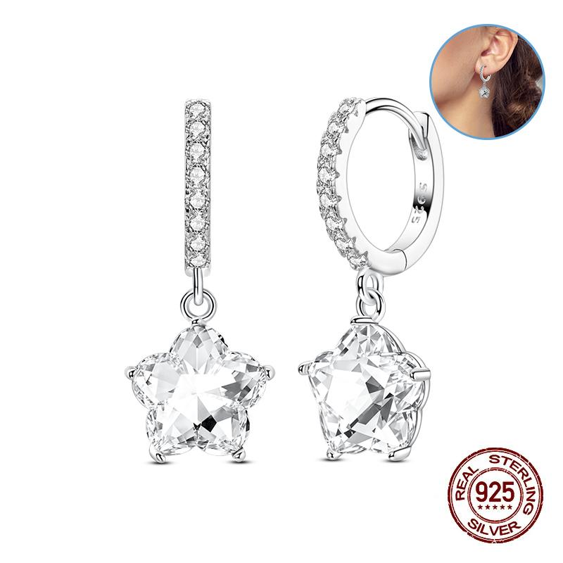 Damen Kupfer Ohrringe Rosa Liebe Sterne Muschel Süße Blume Süß Romantisch Date Party Hochzeit Exquisiter Schmuck Geschenke