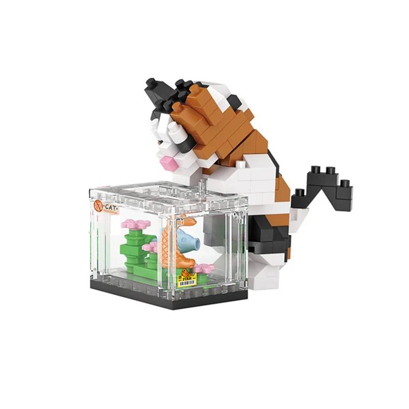 Animal Small Particle Dog Dolphins Owls Model Mini Building Blocks DIY Assembly Brick Set Educational Toy for Kids Birthday Gift