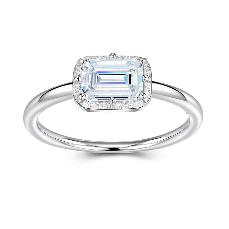 Anello Pagoda Rettangolare Taglio Moissanite in Argento Sterling S925 Moda Donna Gioielli Minimalisti Vendita Calda Transfrontaliera