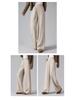 Women's Wool Wide-Leg Pants, Brown Herringbone, Slimming & Comfortable, Skin-Friendly, 2025 Autumn/Winter Collection