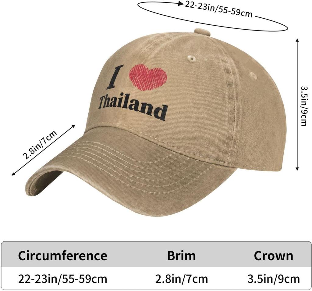 I Love Thailand Baseball Cap for Unisex Women Adjustable Vintage Cowboy Hat Cotton Dad Hats