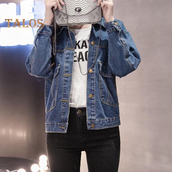 Zimní Dámské Bunda Dlouhé Rukávy Ohrnovací Límec Kapsy na hrudi Zapínání na knoflíky Kabát Jednobarevné Běžné streetwear Denim Coat