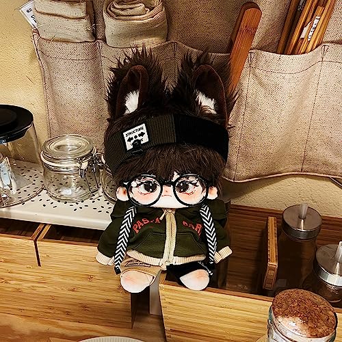 niannyyhouse 15cm Plush Clothes Loose Color Blocking Set Includes Hairband, Hoodie, Color Block Shorts, Glasses, Shoes, Cotton Doll, Dress-Up Accessor