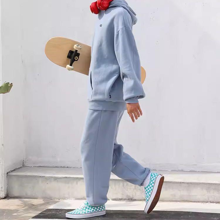 Vans Solid Color Logo Print Drawstring Cuffed Sweatpants Women Bottoms Blue VN0A7ROXBD2