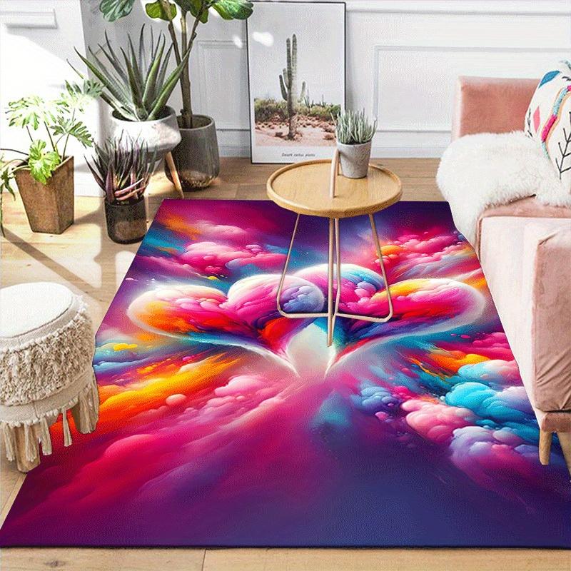 1pc Two love hearts Design Indoor Area Rug - Soft, Anti-Slip, and Durable Gaming Room Decor for Bedroom