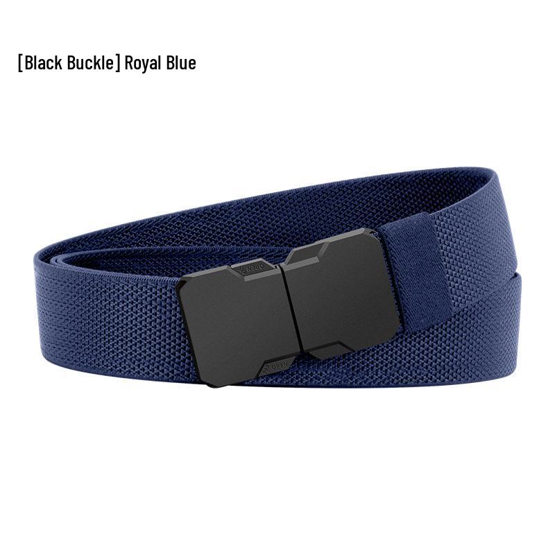 New Men's Breathable Elastic Woven Belt with Alloy Buckle