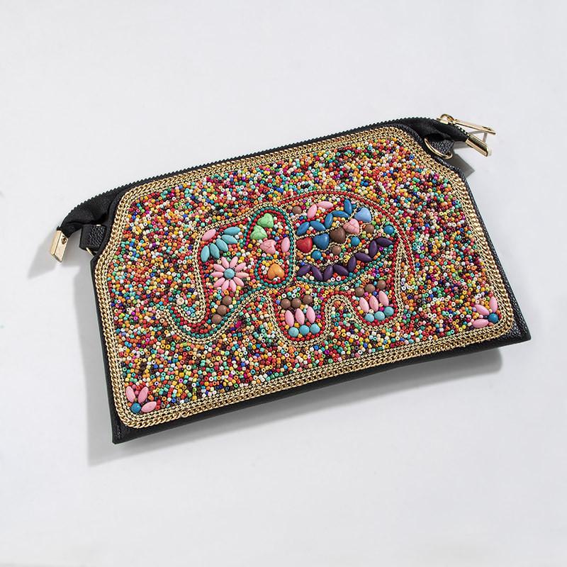 Bohemian Shell Shape Purse With Flower Embellishments For Daily Wear