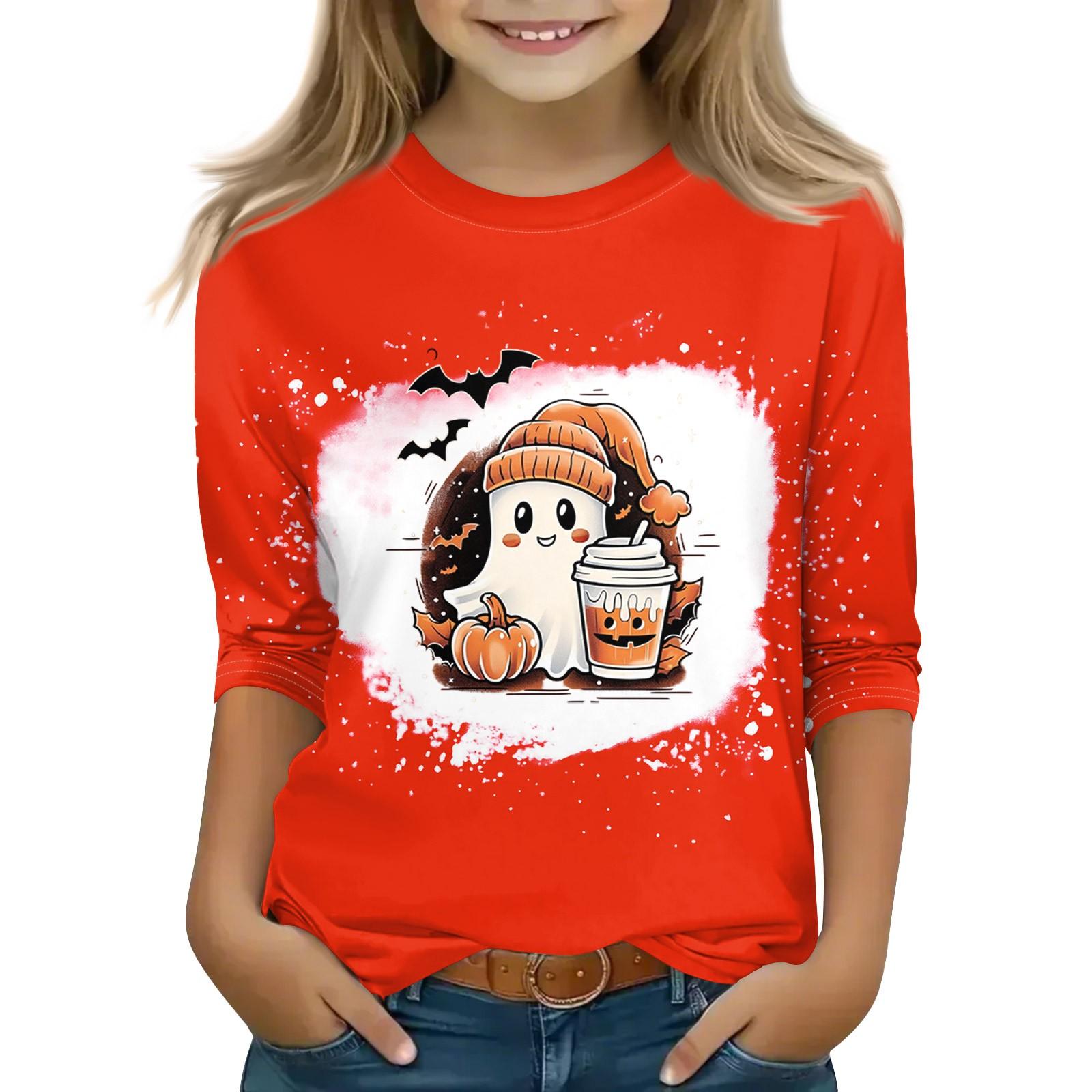 

Топы с принтом для девочек 5-16 лет с круглым вырезом и рукавами 3/4 Футболки Модные топы Наряды Футболки 160 жёлтый