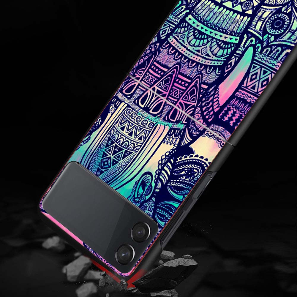 Elephant Mandala Aztec Phone Case For Samsung Galaxy Z Flip 7 6 5 4 3 5G Shockproof Cover Z Flip7 Flip6 ZFlip5 Flip3 Flip4 Luxur