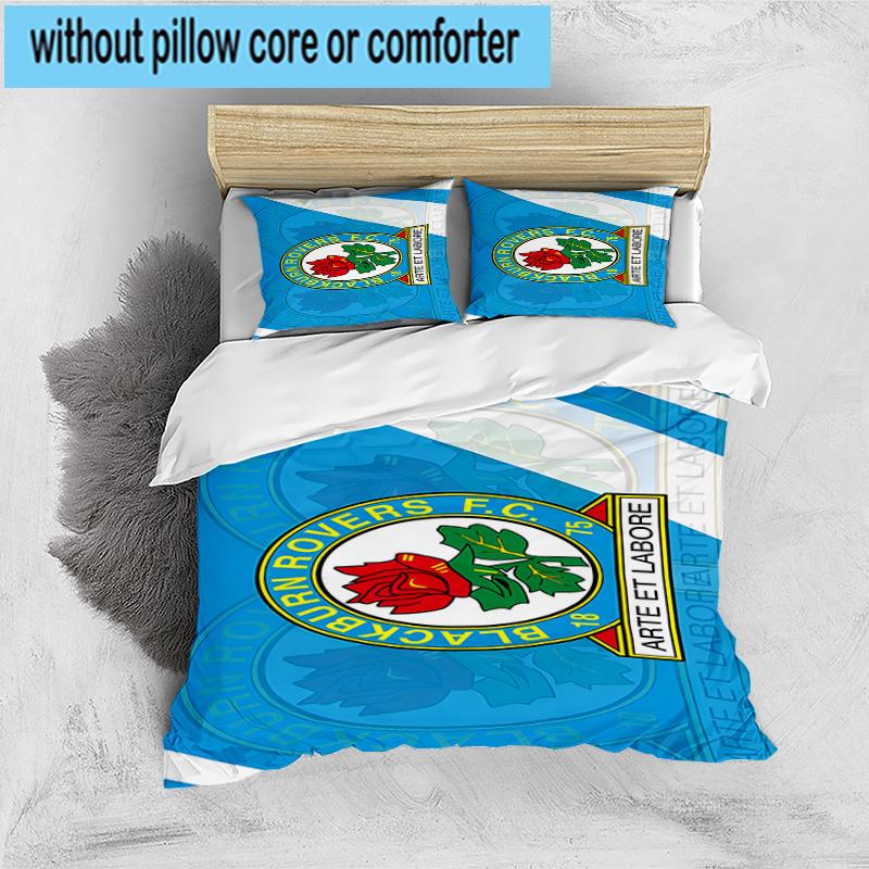 3pcs Blackburn Rovers Crest Football Club Bedding Set Duvet Cover Closure Includes 1 Duvet Cover & 2 Pillowcases Bedding Sets Home Decor Gifts