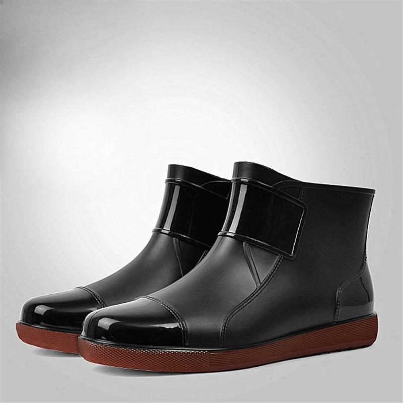 Winter Large-sized Low Top Outdoor Plush Rain Shoes Waterproof and Anti Slip Short Rain Boots Wear Resistant Men's Water Shoes