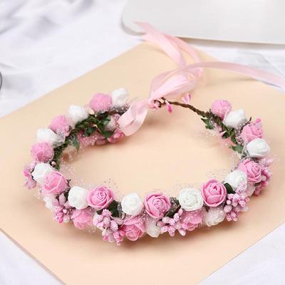 Doppellagiges florales Stirnband mit Armband für Bräute, Brautjungfern und Kinderfotografie