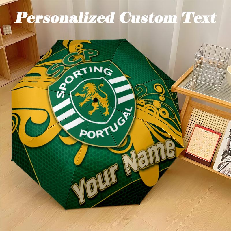 8 Rib Auto Folding Umbrella Sporting CP Print Custom Name Text Portable Rain Gear