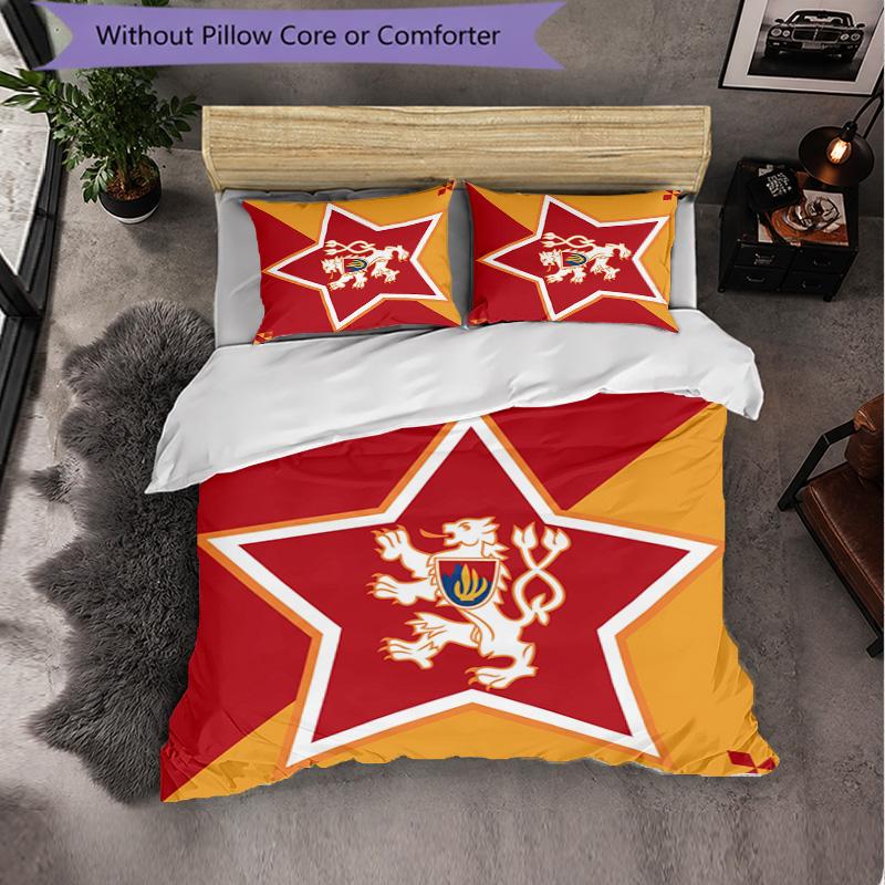 Czech Republi Football Pattern 3 Pieces Bedding Set Soft Microfiber Duvet Cover with Pillow Cases for Bedroom