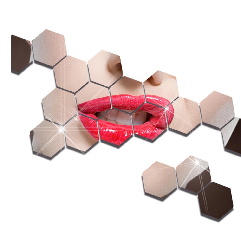 

24 шт. акриловые эстетические зеркальные наклейки водонепроницаемые современные шестиугольные настенные наклейки декоративные фоновые наклейки для украшения дома