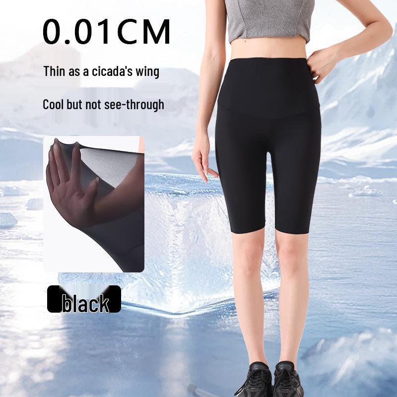 Women's Summer Ice Silk Shark Pants with Sun Protection & High Elastic Seamless Base Layer for Yoga & Sports