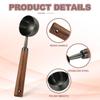 uxcell Coffee Measuring Spoon, 4" x 0.7" 30ml Stainless Steel Coffee Scoop with Wooden Handle for Ground Coffee or Tea