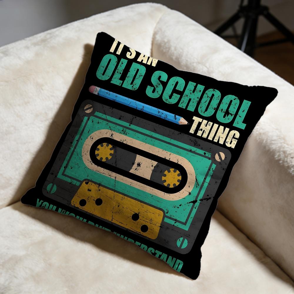 Music Tape Cushion Cover Soft Decorative Pillow Case Suitable for Bedroom Sofa Car Travel Use