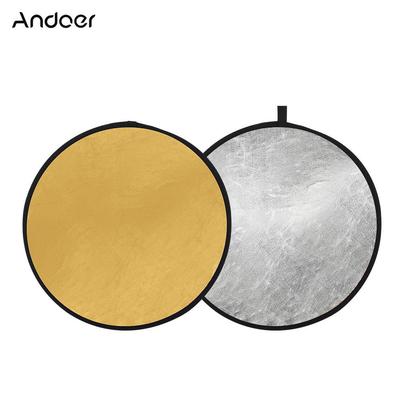 Refletor de luz de 24" para fotografia dourado e prateado 2 em 1
