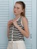 Elssibeui Linen Stripe Sleeveless Knit_Black