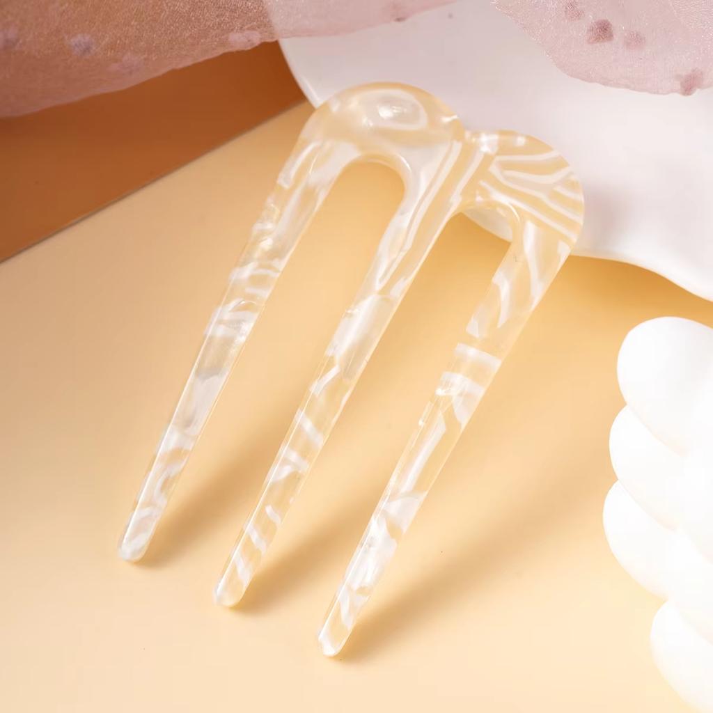 1pc Acetic Acid Hair Forks Three Teeth Hair Sticks U-Shape Hair Comb Bun Hairpin Women Girls Hairstyle Hair Accessories Headband