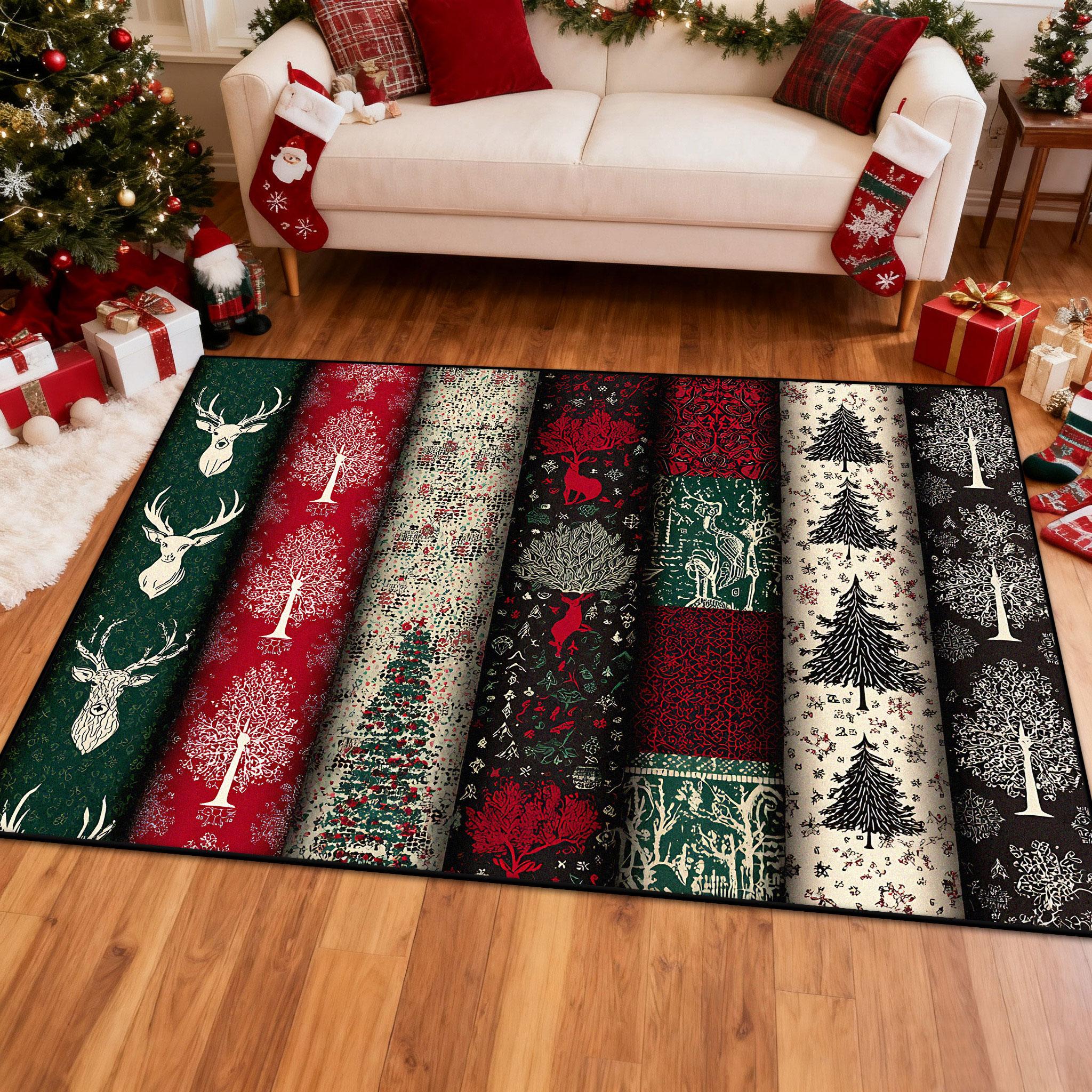 

Red Grid Christmas Rugs Living Room American Decoration Sofa Table Carpet Customizable Kids Bedroom Bedside Non-slip Floor Mats 60x90cm