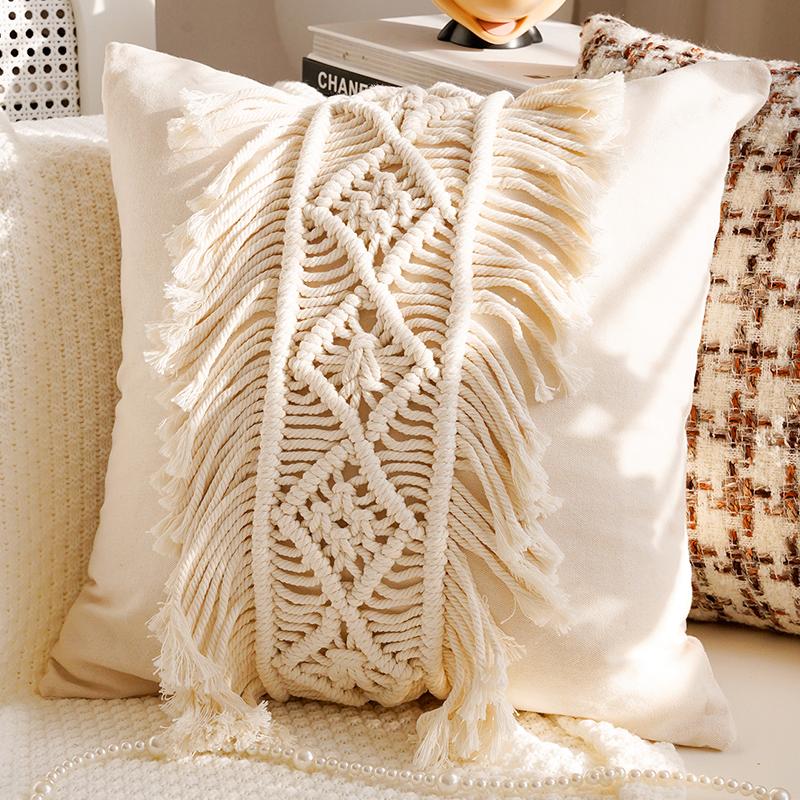 Luxury and Retro Bedroom Headboard Cushion Simple and Sophisticated High-Style Throw Pillow Cover Brown Color Sofa Cushion
