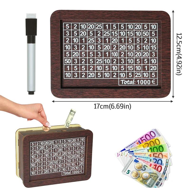 

1000/3000Деревянные копилки, денежные ящики, многоразовые сборные денежные ящики, предметы интерьера, с целями и цифрами по сбережениям