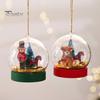 Fairy Tale Style Holiday Ornaments Crystal Ball Bear/Nutcracker Christmas Tree Hanging Ornament, Transparent Spherical Decor Supplies Pendant