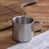 Retro 304 Stainless Steel Double-Layer Insulated Coffee Mug with Handle and Custom Pattern
