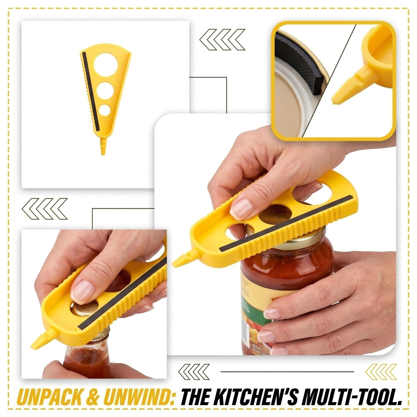 Multi-Function Bottle Opener Soft Non-Slip Jar Opener Cap Remover Can Opener Tool for Home Use with Ergonomic Design One Size жёлтый