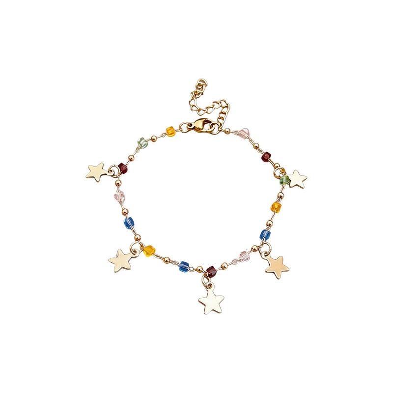 No Ip Silver Glass Star Shape Adjustable Bracelet For Women With Elegant Design For Gift Giving