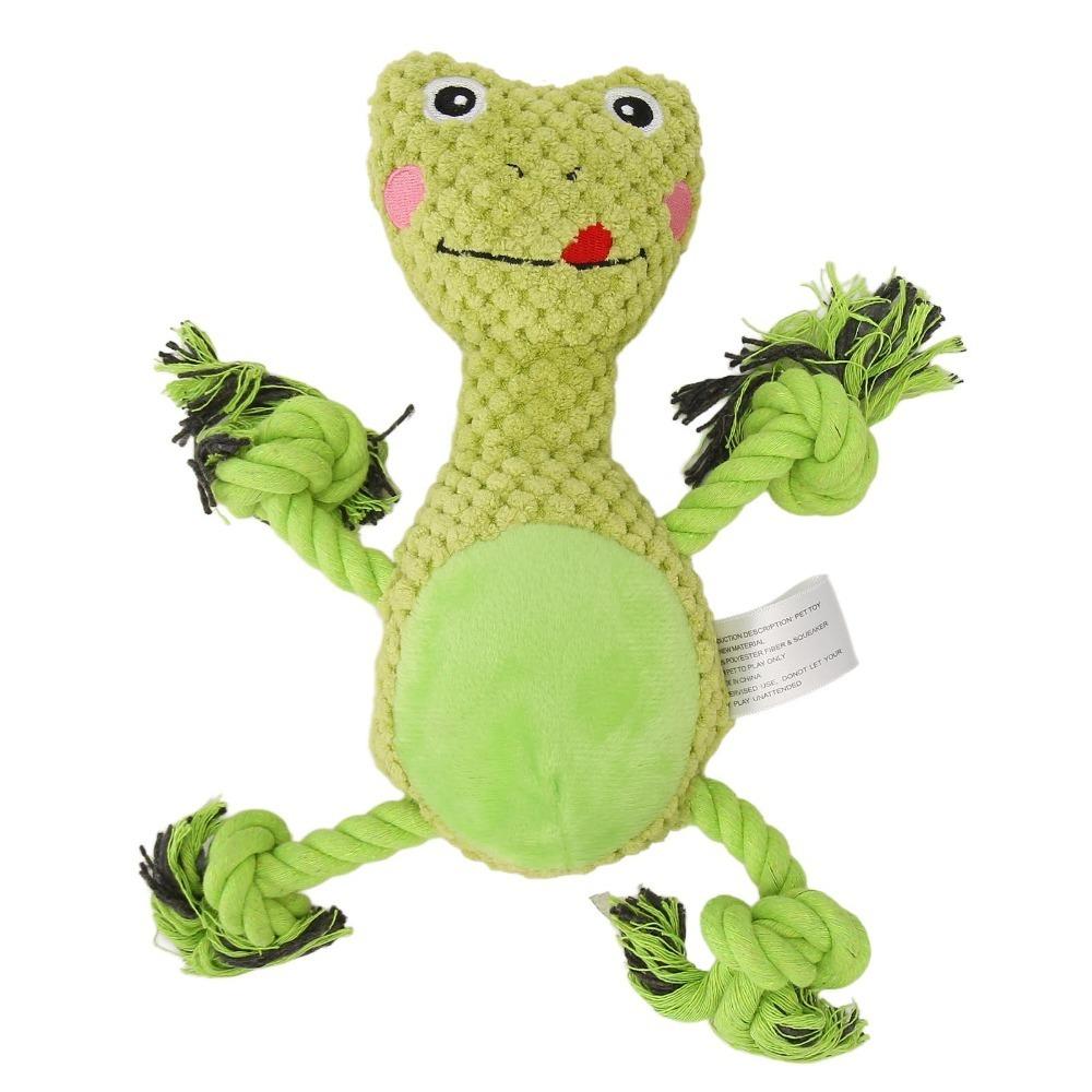 Safe Bite Cotton Rope Dog Toy Soft Bite Tough Dog Rope Chew Toy Animal Shape Built-in Squeaker Dog Squeaky Toy Daily Chewing