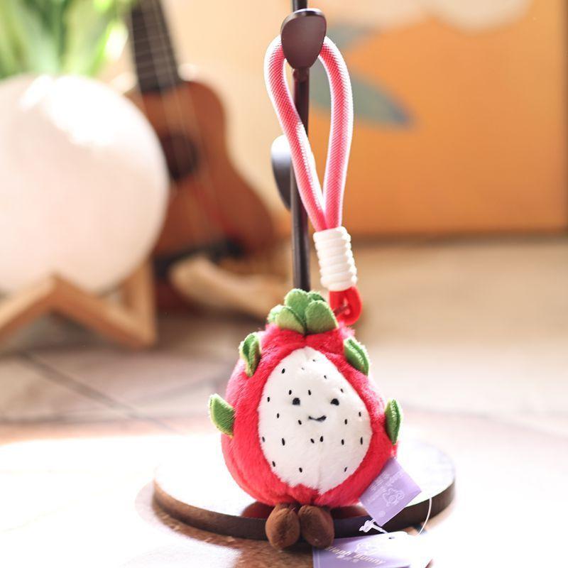 Cute Fruit Plush Keychain With Soft Pp Cotton Filling For Bag Decoration And Gifts
