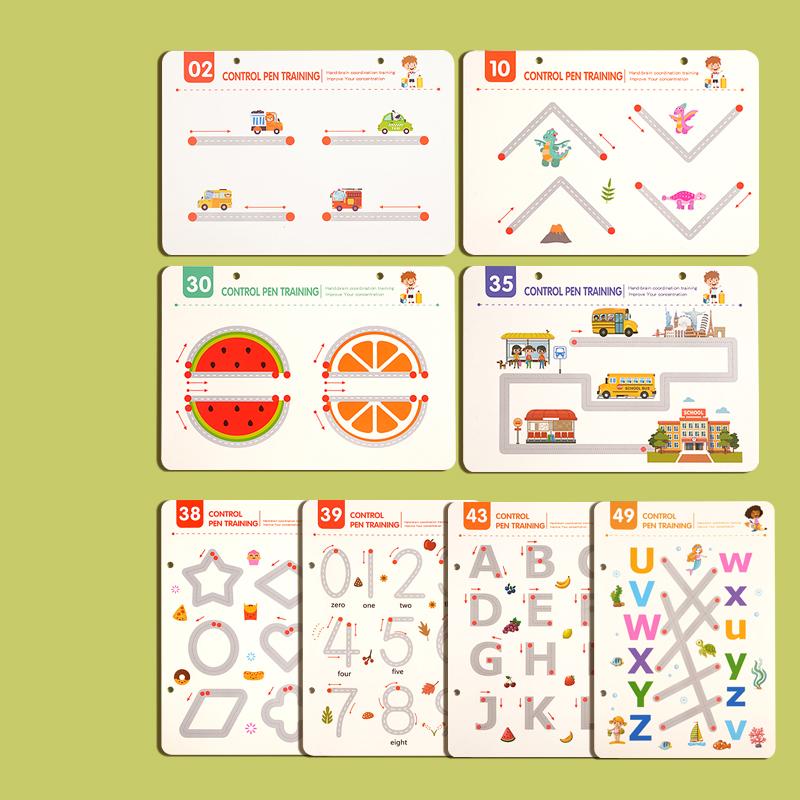 Montessori Writing Control Training Book Reusable Magical Tracing Workbook Practice Book Children Drawing Education Stationery