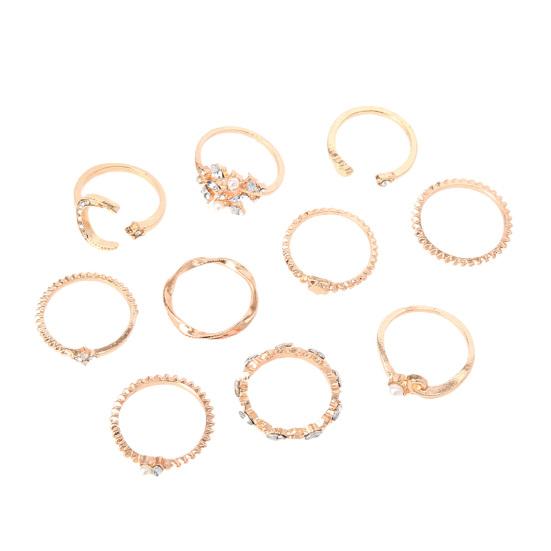 10Pcs Fashion Women Ring Geometric/Leaf/Moon/Heart Shape Non-fading Lightweight Creative Finger Ring for Gifts