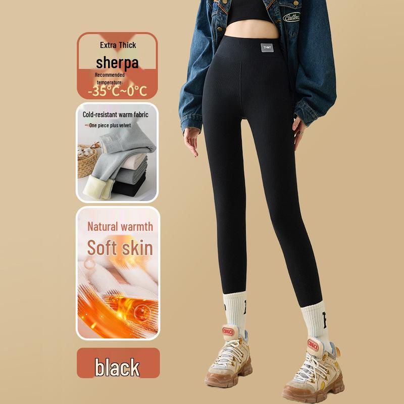 Extra Thick Plush High Waist Winter Leggings - Slimming Skinny Wool Pants for Women