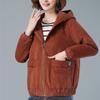 Short Corduroy Spring Coat Womens Autumn New Korean Loose Solid Hooded Jacket Fashion Casual Female Zipper Coat Tops