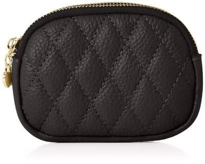 [Device] Genuine Leather Fluffy Quilted Coin Case Pouch