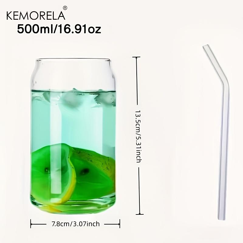 1/2PCS High Borosilicate Glass Tumblers 500ML Shape Reusable and Cold and Heat Resistant Includes Straw and Lid for Milk Coffee