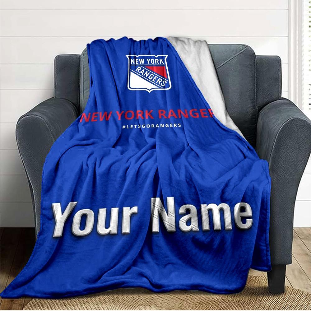 Name Custom New York Rangers Logo Print Flannel Blanket High Quality Warm Comfortable Cover for All Seasons Perfect for Gifts Home Decor