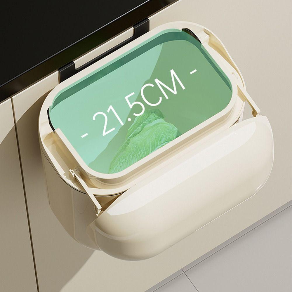 9L/12L Capacity Kitchen Trash Can Cream Colored Garbage Bin Space-Saving Waste Bin  Home Office