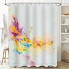 Colorful Watercolor Shower Curtain for Bathroom Decor Modern Design with White Background, Set Includes Rings and Strap Perfect