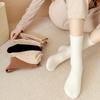 6 Pairs Elegant Women Plush Mid Tube Socks Fashionable Autumn Winter Soft Comfortable Warm Plush Solid Color Casual Socks
