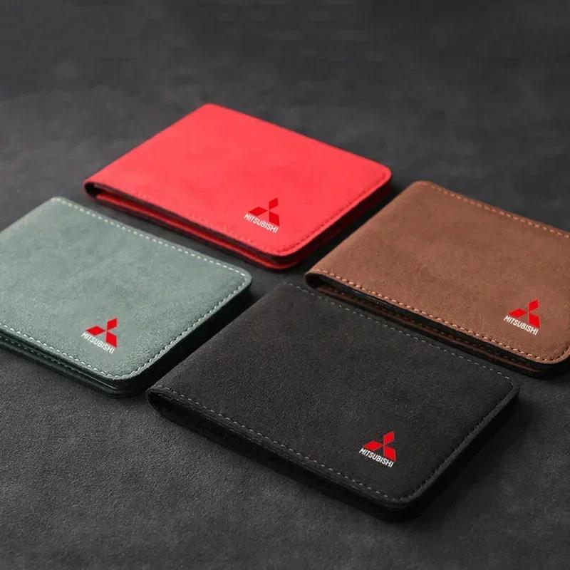 Suede Car Driving License Case Card Storage Bag Cover For Mitsubishi Ralliart ASX Galant Mirage L200 EVO Xpander Pajero