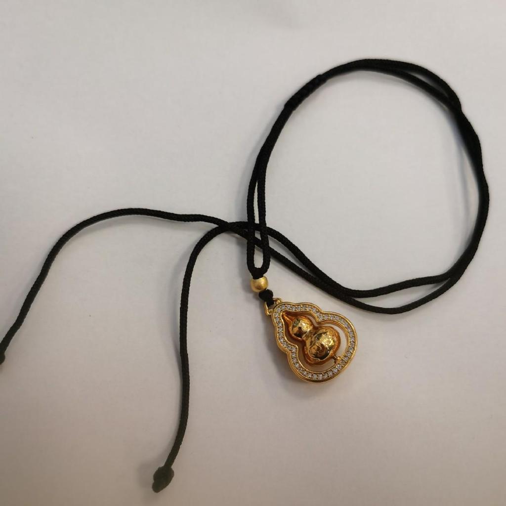 Gold-Plated Brass Rotating Mantra Gourd Pendant Necklace - Unisex Gift