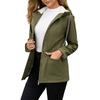Model Lady Spring and Autumn Hooded Trench Coat Composite Fleece Waterproof Coat, Long-sleeved Zipper Cardigan Jackets