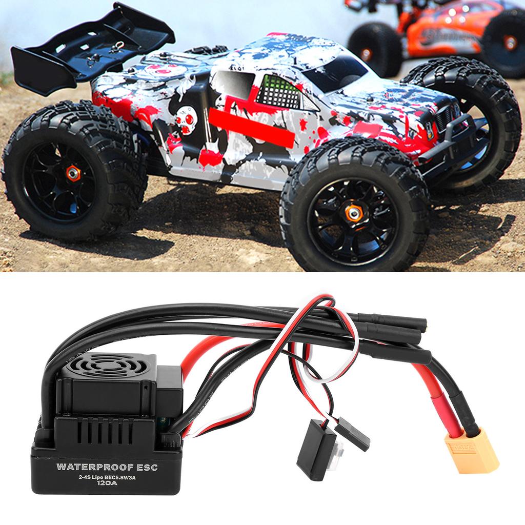 120A Waterproof Brushless ESC Electronic Speed Controller Accessory Fit for 1 8 RC CarXT60 Plug