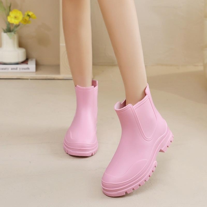 

Women s Chelsea Rain Boots Waterproof Rubber Ankle Boots With Thick Anti-Slip Sole For Daily & Rainy Days 41 рожевий