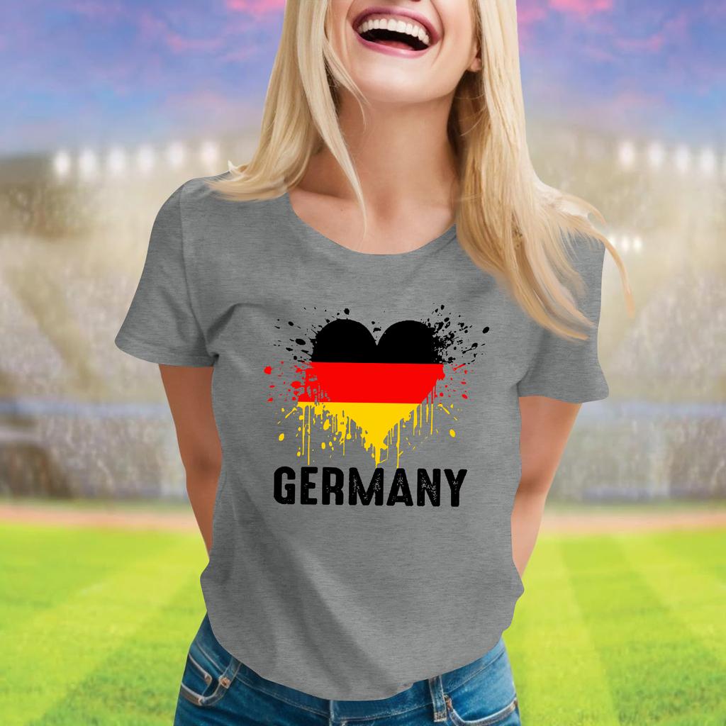 Women's Oversized Graphic T-Shirt with German Soccer Theme - Casual Loose Fit Short Sleeve Top for Fan and Daily Wear